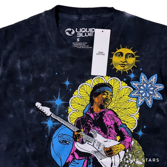 Urban Outfitters Liquid Blue Jimi Hendrix Bright Tie Dye T-Shirt - Picture 5 of 8